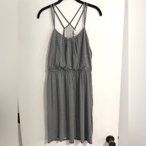 Ann Taylor Loft Navy Blue Striped Summer Dress Size S